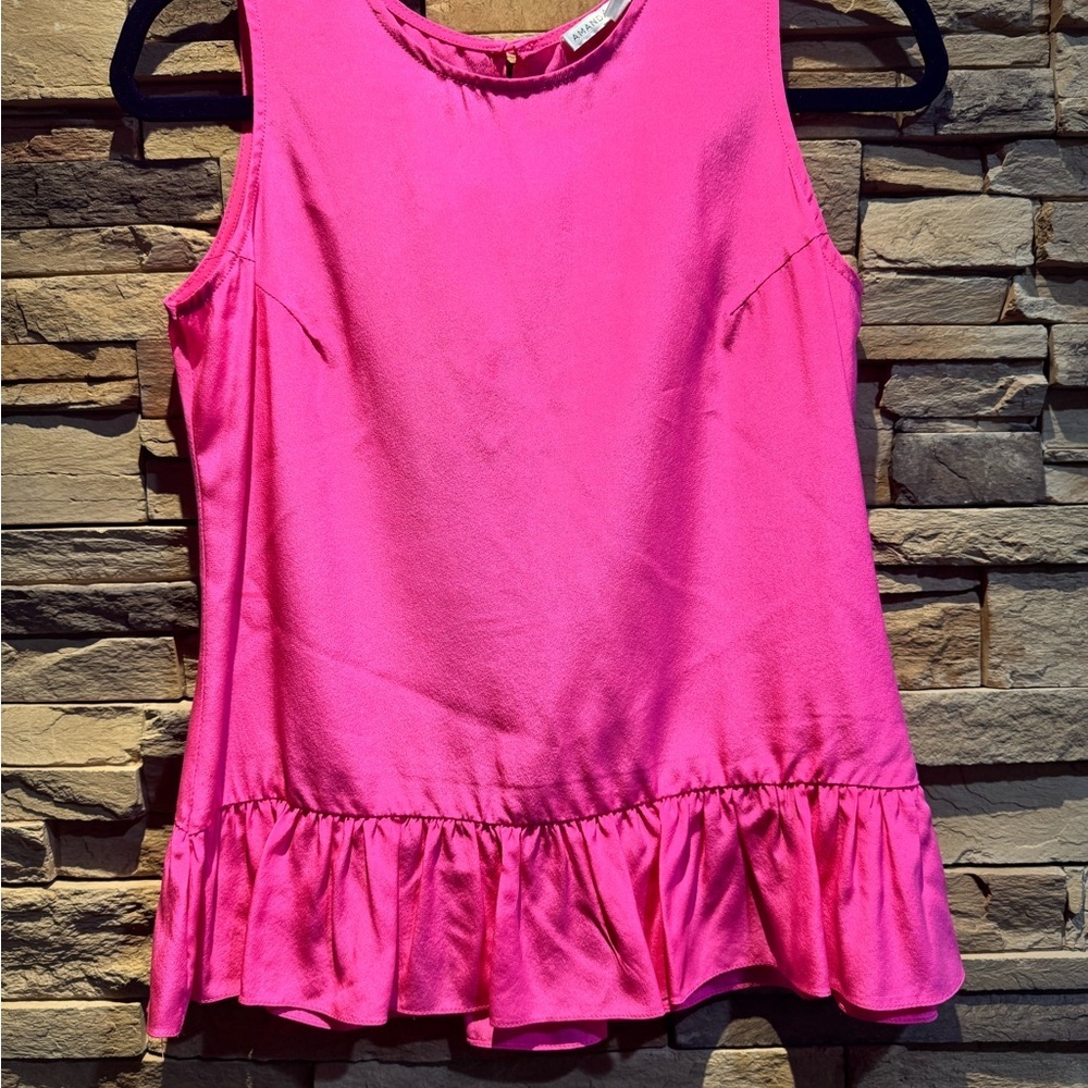 Amanda Uprichard Pink Sleeveless Ruffle Hem Top Sz S